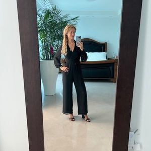 Black Jumpsuit - Jay Godfrey Sheer, Long-sleeved, Sheer pants (with slip)